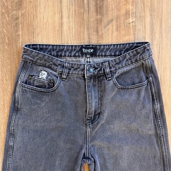 Ripndip Black Denim Straight Leg Men’s Jeans, Streetwear Cat Logo - Picture 7 of 15